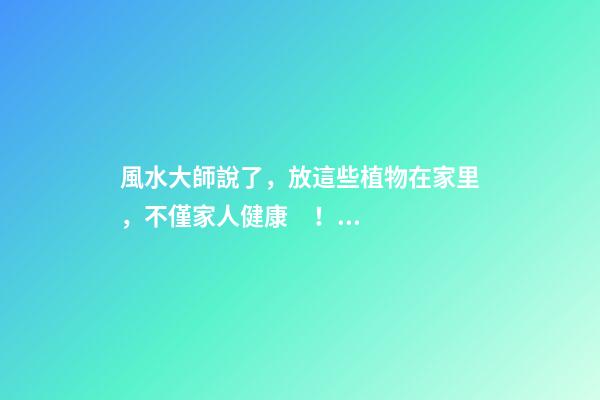 風水大師說了，放這些植物在家里，不僅家人健康！還招財旺運！